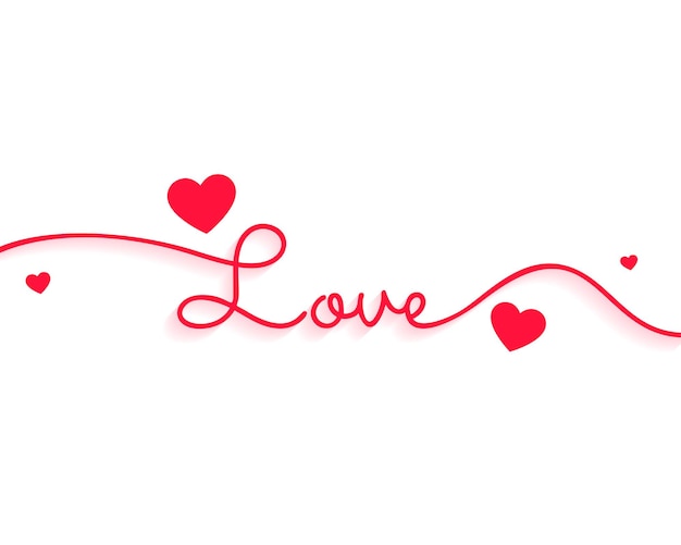 Free vector stylish love text for valentines day with hearts