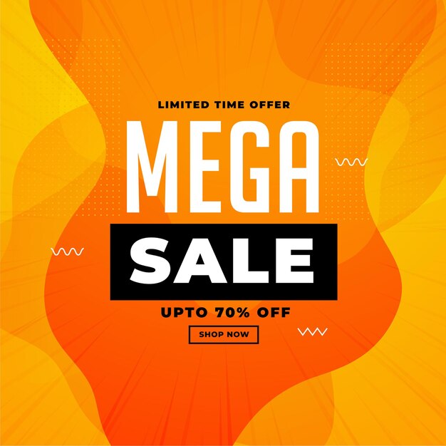 Stylish mega sale orange yellow banner design