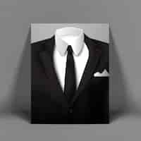 Free vector stylish mens suit with bow tie poster by the light gray wall
