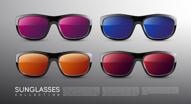 Free vector stylish modern colored sunglasses set