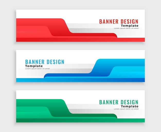 세 가지 색상으로 설정된 세련된 현대적인 웹 배너