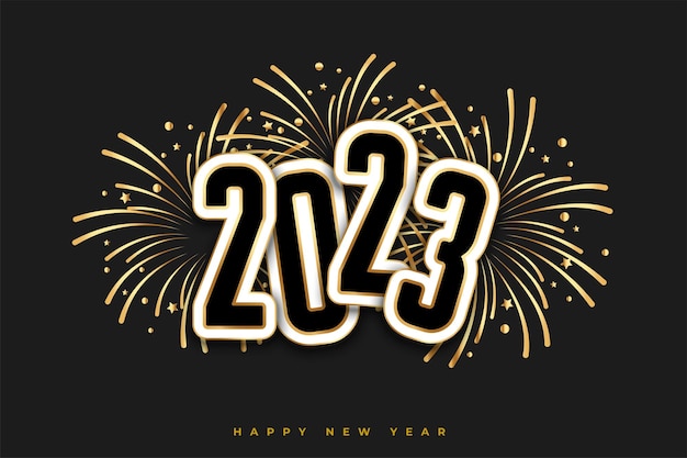 Stylish new year 2023 holiday banner with firework