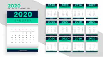 Free vector stylish new year calendar layour template design for 2020