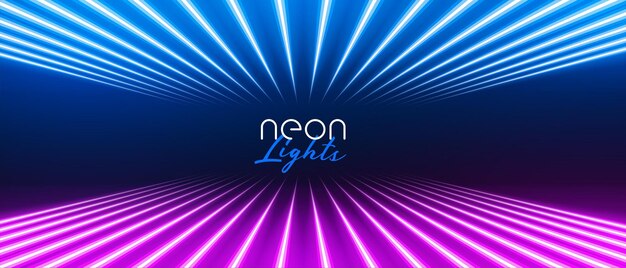 Stylish perspective neon light lines in blue and purple color