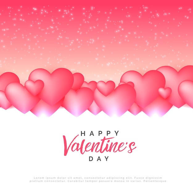 スタイリッシュなピンクの心がバレンタインデーの背景を愛する Premiumベクター