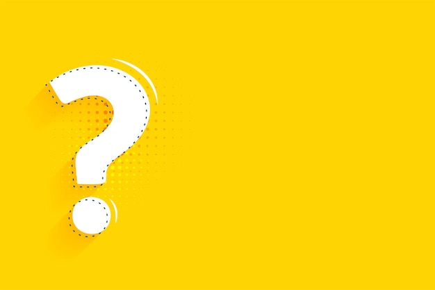 Stylish question mark sing on yellow background with text space