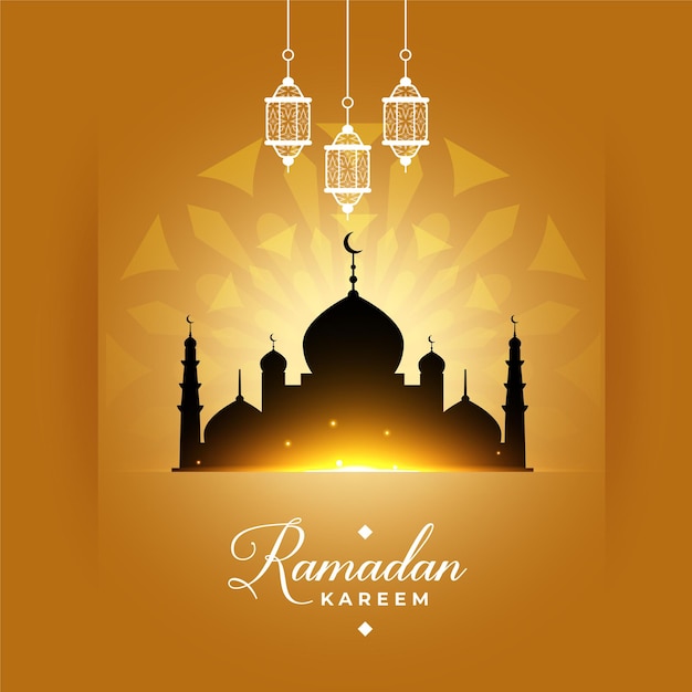 Stylish ramadan kareem mosque greeting