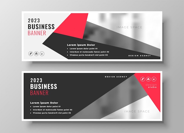 Vettore gratuito design elegante rosso geometrico business banner