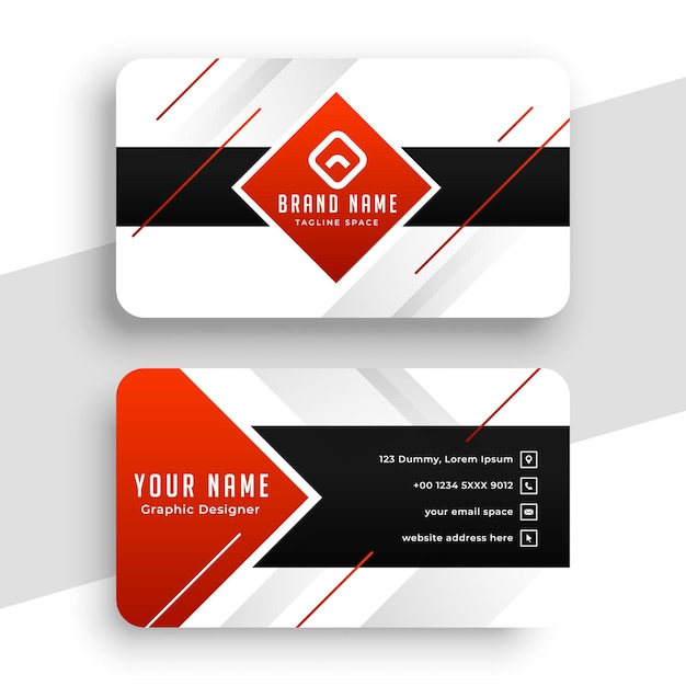 Стильный красный геометрический дизайн визитной карточки