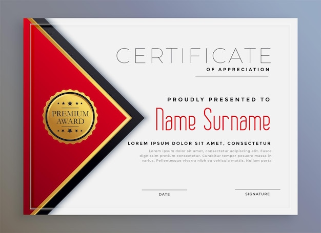 Stylish red geometric modern certificate template design