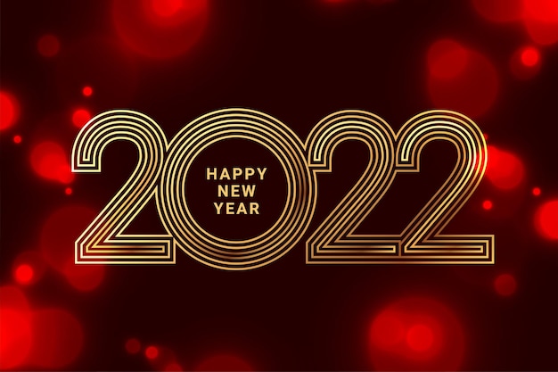 Стильный красный новогодний фон с золотым текстом в стиле 2022 года