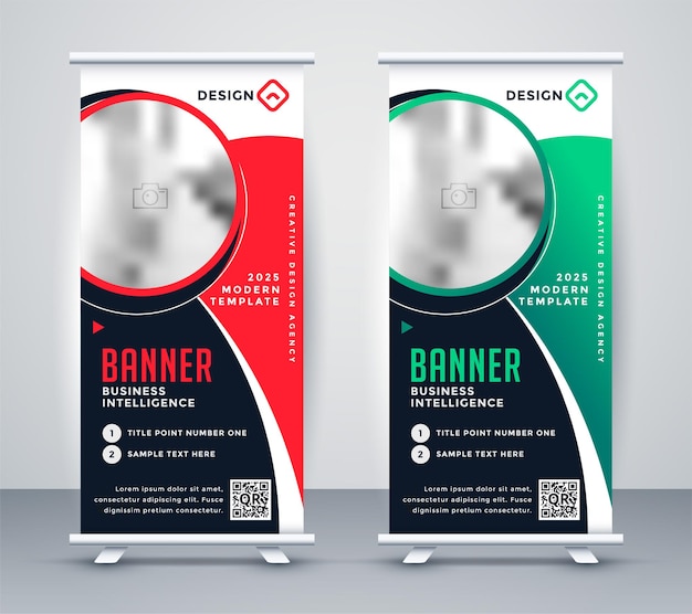 Free vector stylish roll up business standee banner design