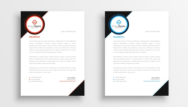 Stylish set of letterhead template