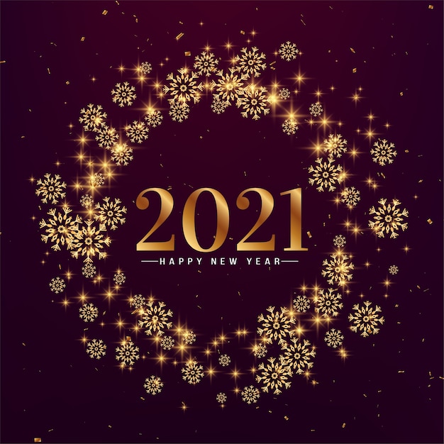Stylish snowflakes Happy new year 2021