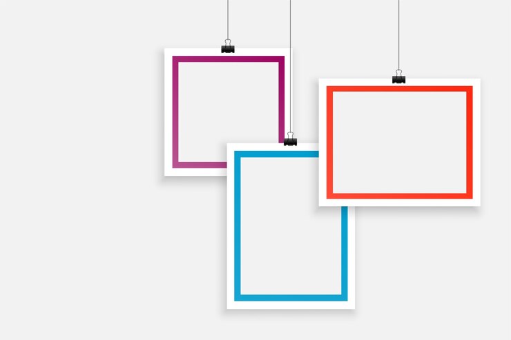Free Vector stylish three blank photo frames background design