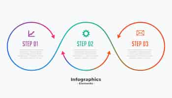 Free vector stylish three steps business infographic template