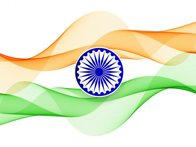 Stylish wavy Indian flag theme background