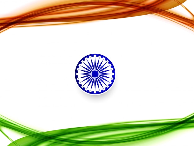 Stylish wavy Indian flag theme design background