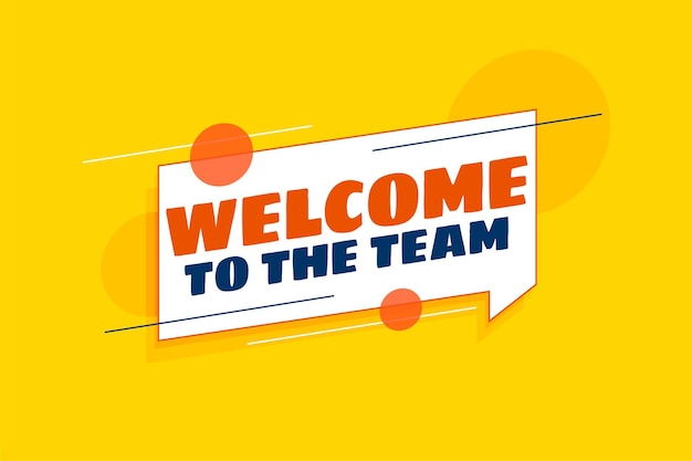 Stylish welcome yellow banner for new employee in the team