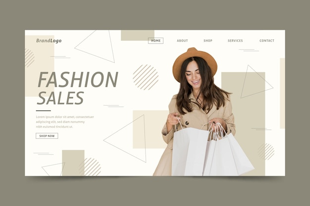 Free vector stylish woman fashion sale landing page