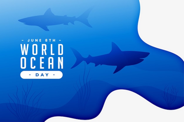 Free vector stylish world ocean day background protect underwater aquatic life