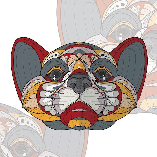 様式化されたzentangle動物ぬりえ虎イラスト プレミアムベクター