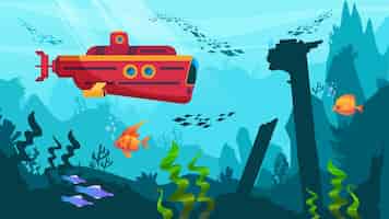 Vettore gratuito sfondi di immersione sottomarina con simboli di paesaggi marini sottomarini illustrazione vettoriale realistica