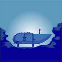Free vector submarine in underwater cartoon vector icon illustration transportation technology icon isolated