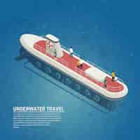 Free vector submarine underwater travel isometric composition
