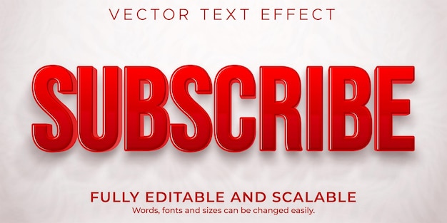 Subscribe button text effect, editable red and play text style