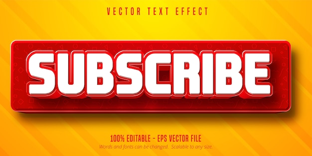 Subscribe text, social media button style editable text effect