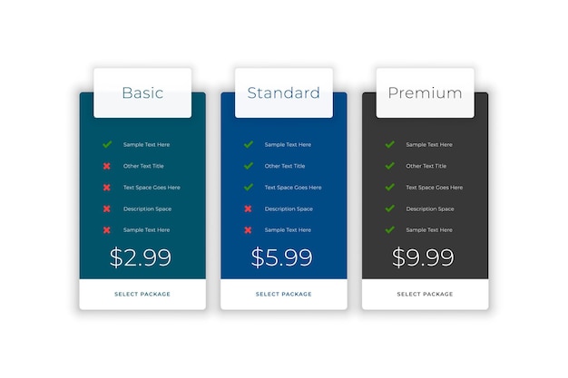 Free vector subscription plans and pricing comparison web template