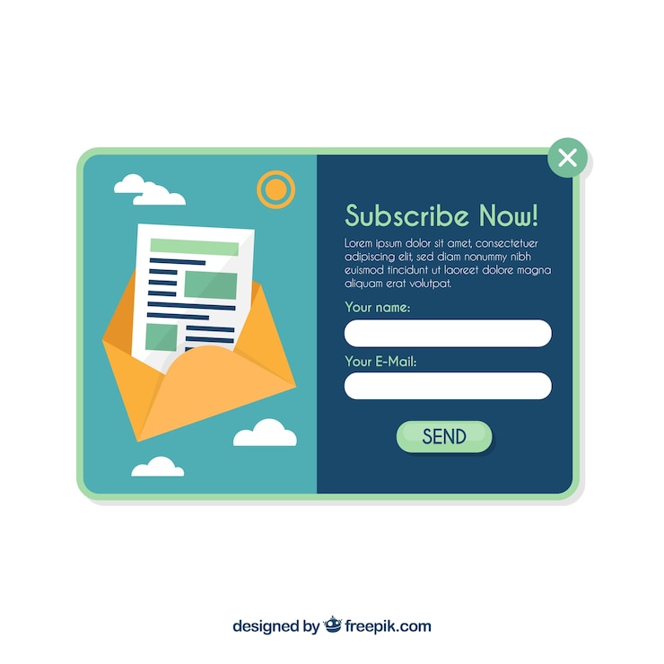Free Vector subscription pop up template with flat design