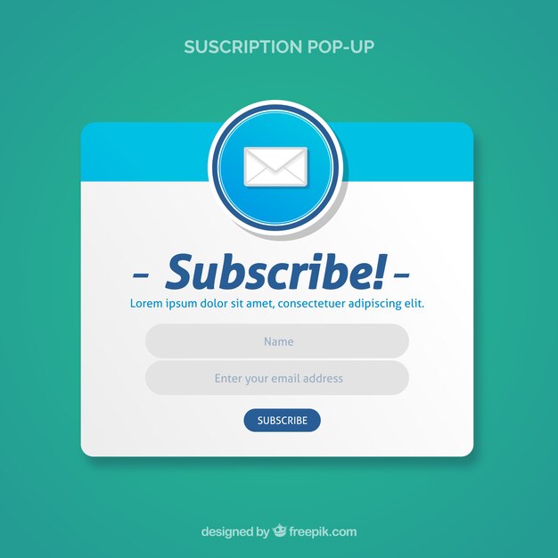 Subscription pop up with flat design