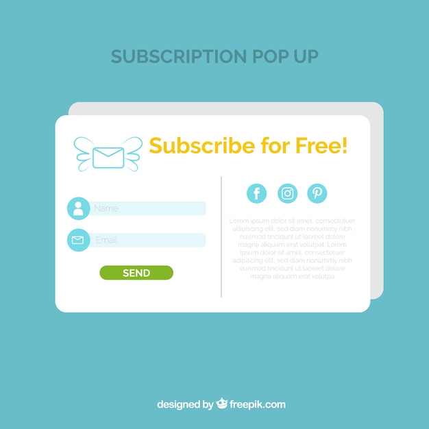 Subscription pop up with flat design