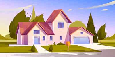 Free vector suburban house illustration