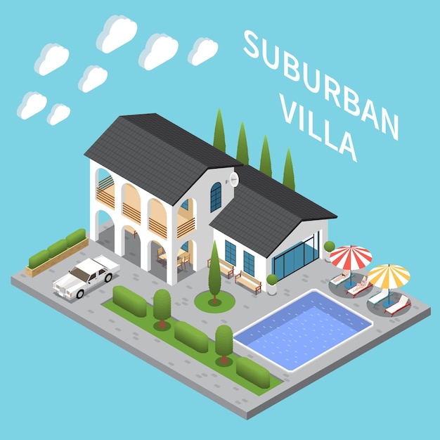 Suburban Isometric Composition