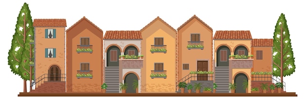 Free vector suburban row house vintage