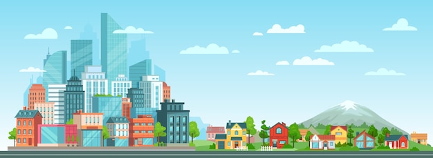 Vector Templates for Suburban and Urban Cityscape – Free Download