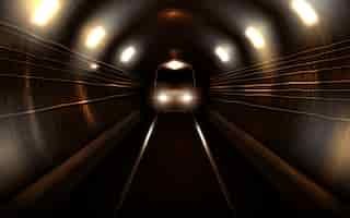 Free vector subway train in metro tunnel front view locomotive