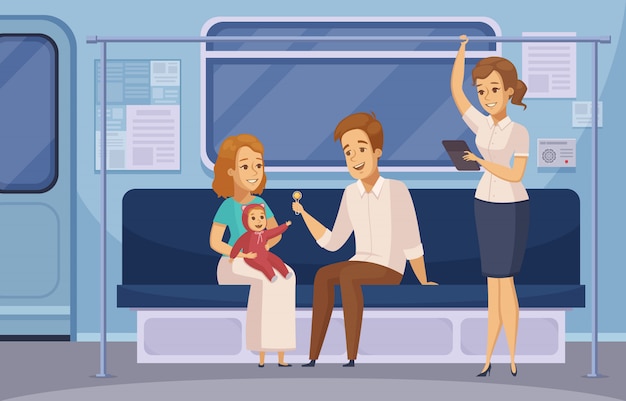 Free vector subway underground metro passengers cartoon