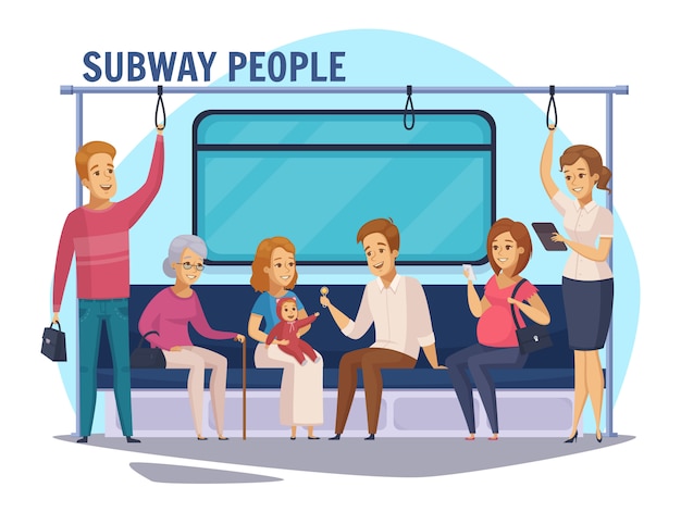 Free vector subway underground people cartoon composition