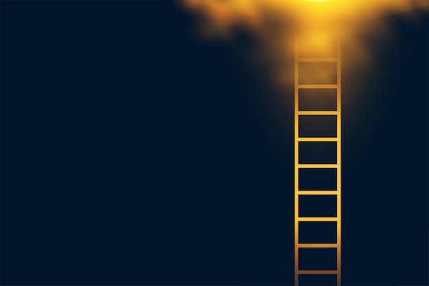 Free vector success and growth concept with glowing stairway ladder design background