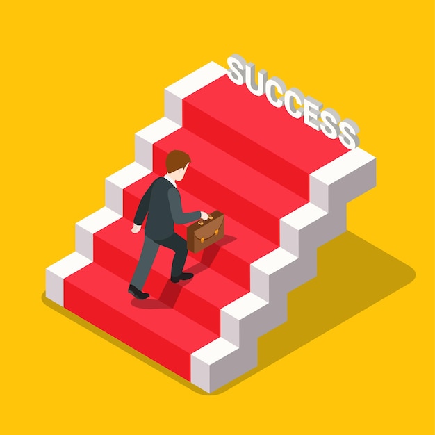 Free vector success ladder flat isometric