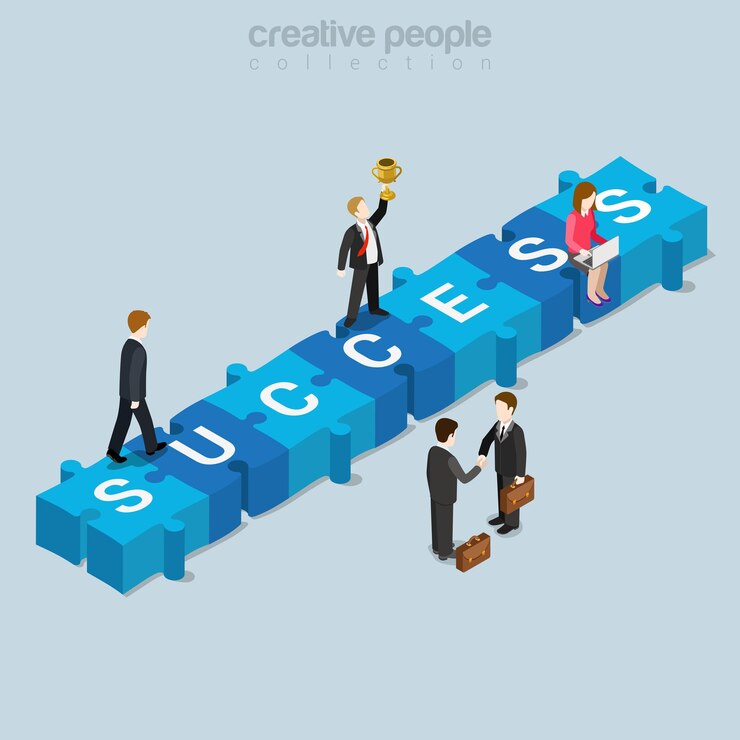 Free Vector success puzzle piece flat isometric business