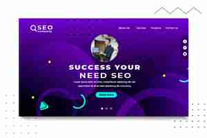 Free vector success your need seo landing page template