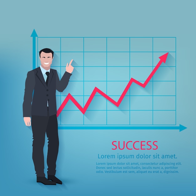 Бесплатное векторное изображение Успешный плакат бизнесмена