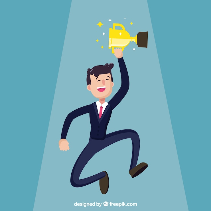 मुफ़्त वेक्टर successful businessman with a trophy