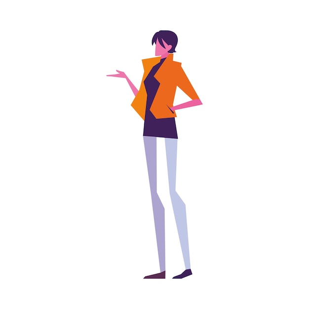 Free vector successful woman standing icon isolated