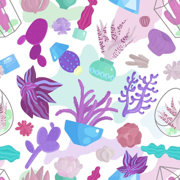 Succulents Seamless Pattern